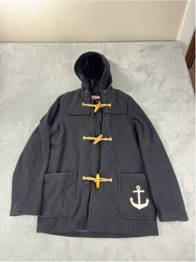 Left Field NYC Black Wool Duffle Coat Size 38 Made in England